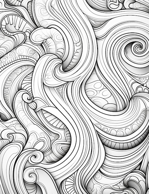 un disegno in bianco e nero di un'ai generativa con motivo swirly
