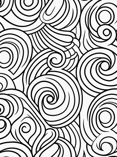 un disegno in bianco e nero di un'ai generativa con motivo swirly