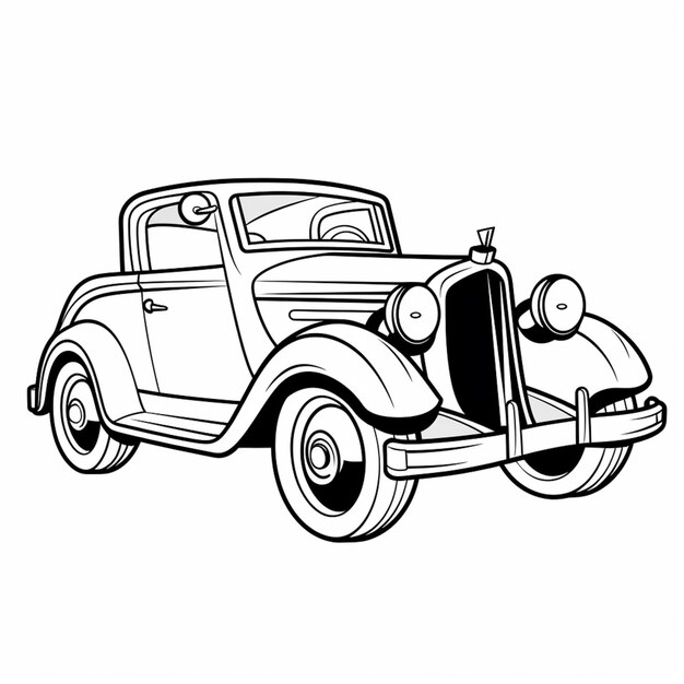 un disegno in bianco e nero di un'auto d'epoca generativa ai