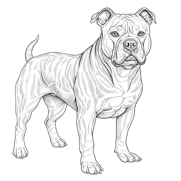 Un disegno in bianco e nero di un bulldog