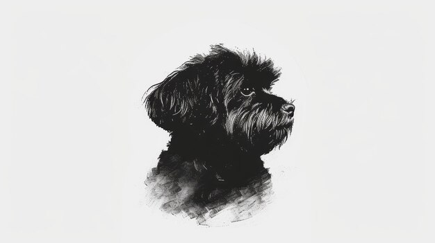 Un disegno in bianco e nero di un cane