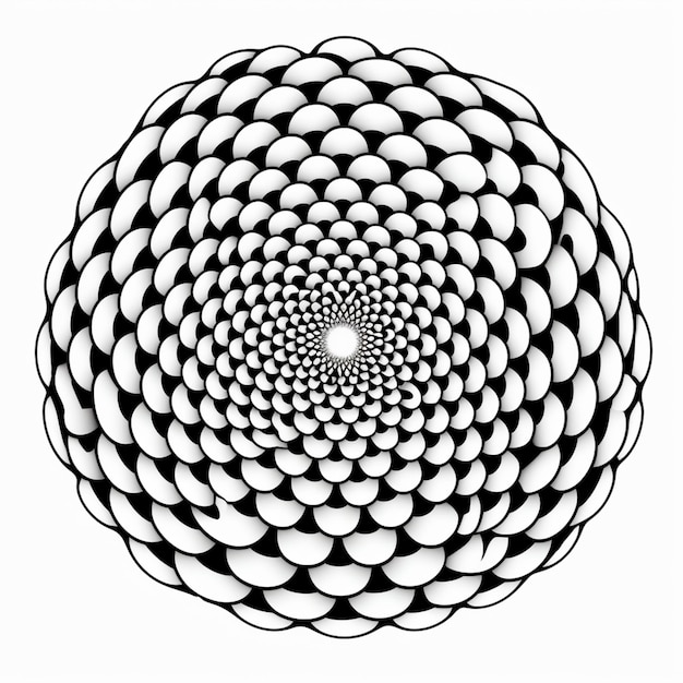 un disegno in bianco e nero di un disegno a spirale generativo ai