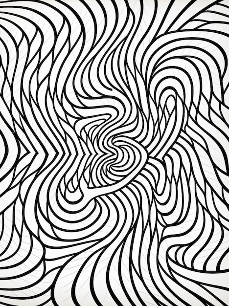 un disegno in bianco e nero di un disegno swirly con uno sfondo bianco e nero ai generativa