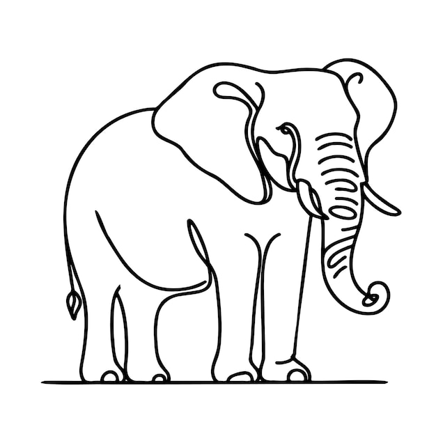 Un disegno in bianco e nero di un elefante