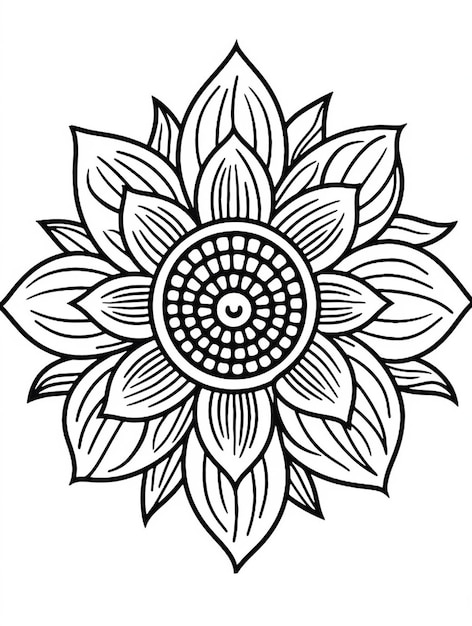 un disegno in bianco e nero di un fiore ai creativo