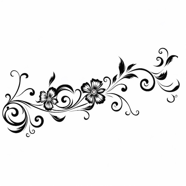 un disegno in bianco e nero di un fiore con turbinii ai generativa