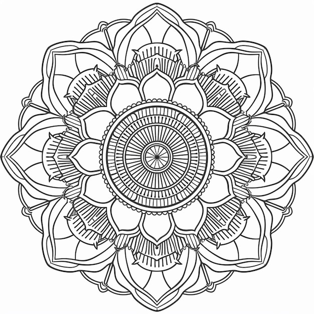 un disegno in bianco e nero di un fiore con un disegno circolare generativo ai