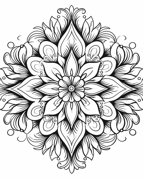 un disegno in bianco e nero di un fiore con vortici generativi ai