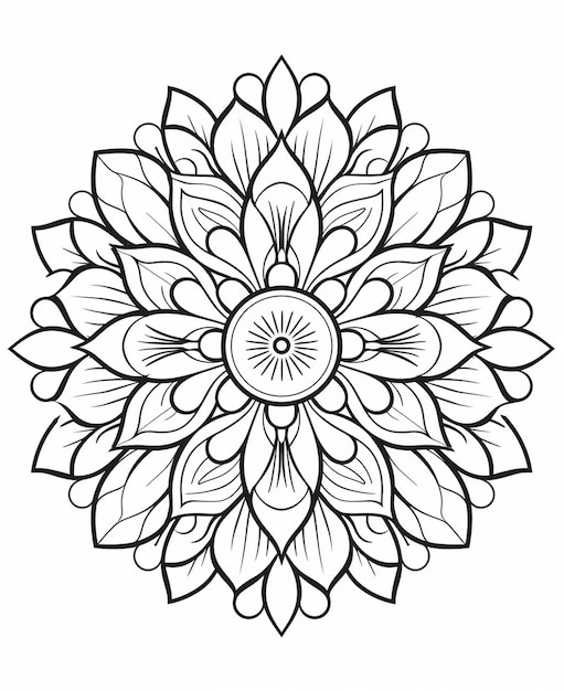 un disegno in bianco e nero di un fiore su cui è scritto "mandala".