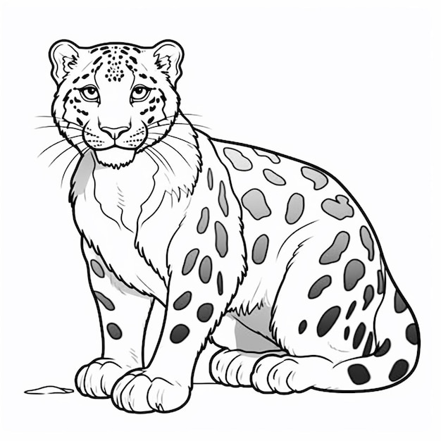 Un disegno in bianco e nero di un leopardo seduto ai generativo