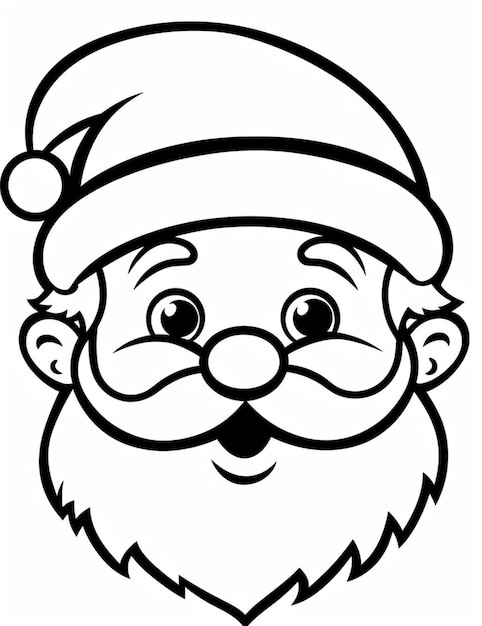 un disegno in bianco e nero di una faccia di Babbo Natale