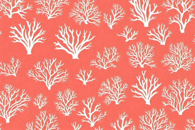 Un disegno rosso e bianco di alberi di corallo