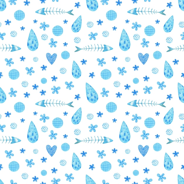 un disegno senza cuciture con fiori blu e farfalle su uno sfondo bianco