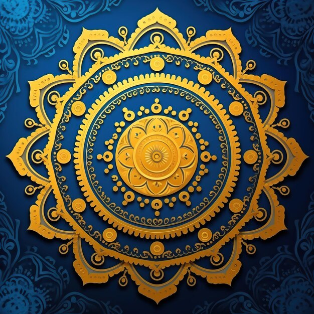 un disegno su un muro blu con un cerchio giallo su di esso