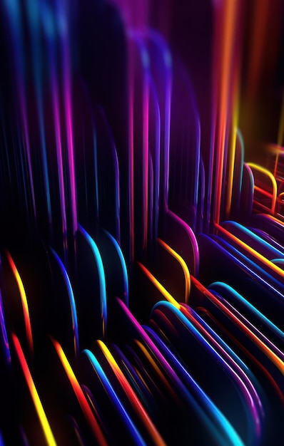 Un display colorato di luce e colori viene mostrato con uno sfondo nero.
