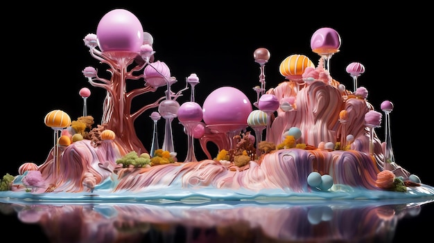 Un display colorato di meduse e altri funghi colorati