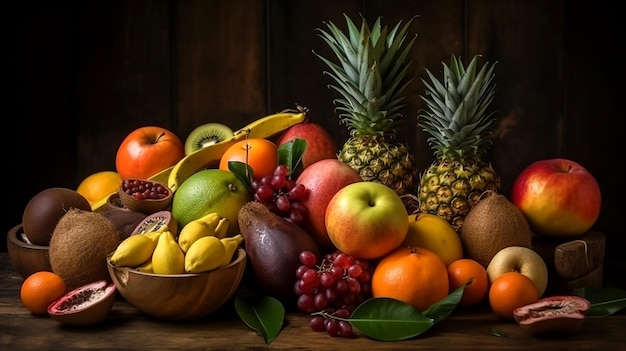 Un display di frutta