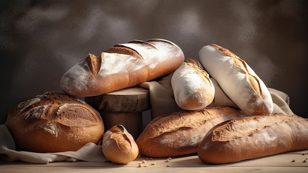 Un display di pane e pane dal panificio.