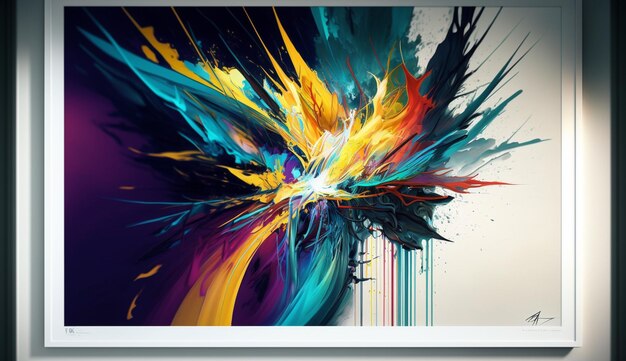 Un display Samsung mostra un dipinto colorato con uno sfondo viola.