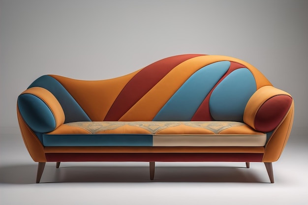 Un divano creativo, colorato ed elegante nell'interno generato dall'IA