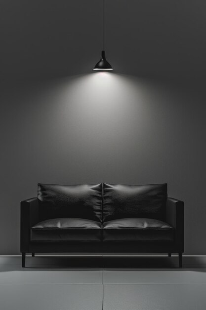 Un divano nero in stile minimalista