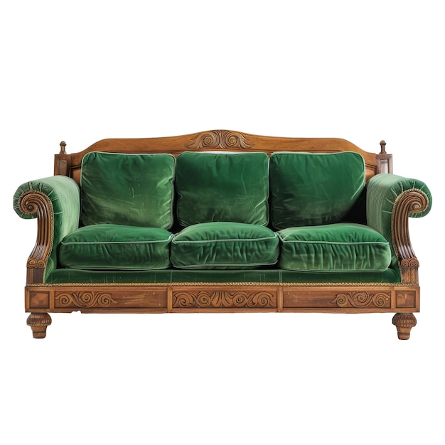 un divano verde con cuscini verdi che dice "quote cursive" in cima