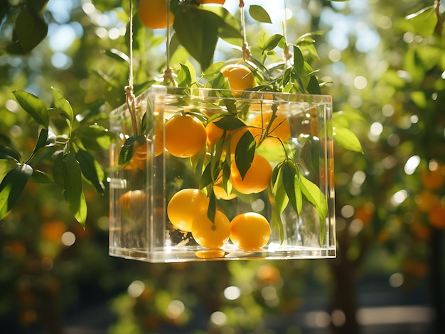 Un dono della natura Un'abbondante scatola di vetro che mostra i migliori frutti e verdure della natura