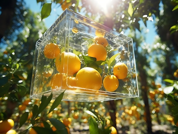 Un dono della natura Un'abbondante scatola di vetro che mostra i migliori frutti e verdure della natura