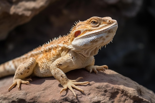 Un drago barbuto appollaiato su un roc