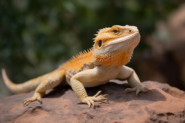 Un drago barbuto appollaiato su un roc