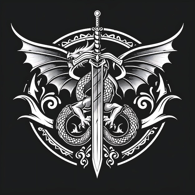 un drago con una spada e un tatuaggio di drago