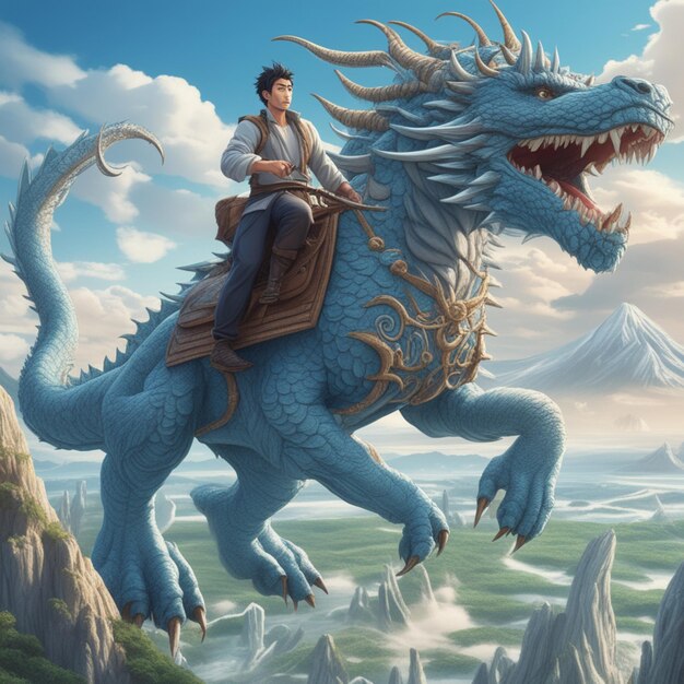 un drago e una leggenda, arte fantasy, onde enormi, architettura cinese, copertina anime 6033