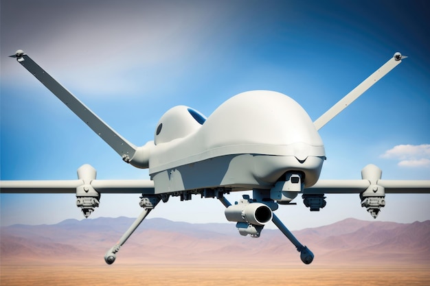 Un drone con sopra la parola predatore