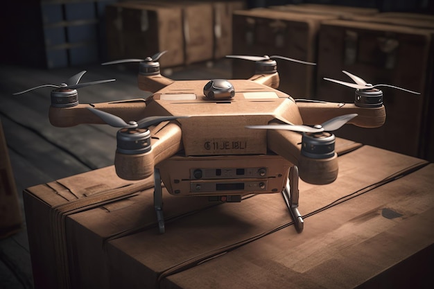 Un drone di legno con sopra la parola china