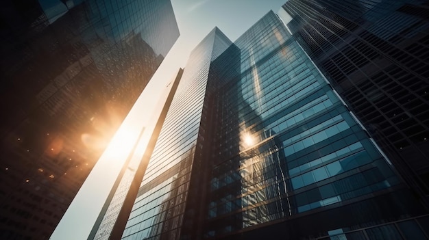 Un edificio con il sole che splende su di esso