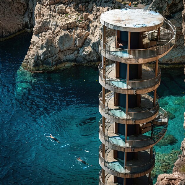 un edificio con un cartello blu che dice spa in fondo