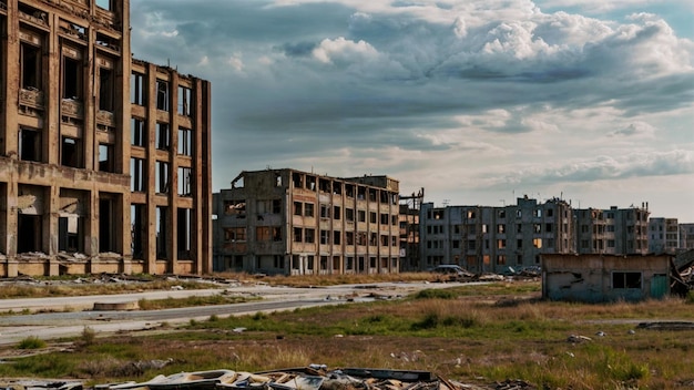 un edificio con un cielo che ha le nuvole in esso