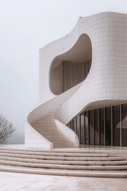 un edificio con un design curvo che dice architettura