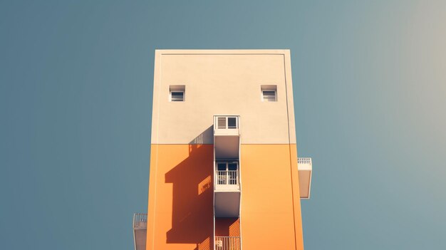 Un edificio con una facciata e un cielo azzurro alle spalle