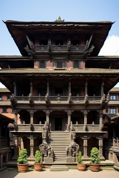 un edificio con una grande statua di fronte