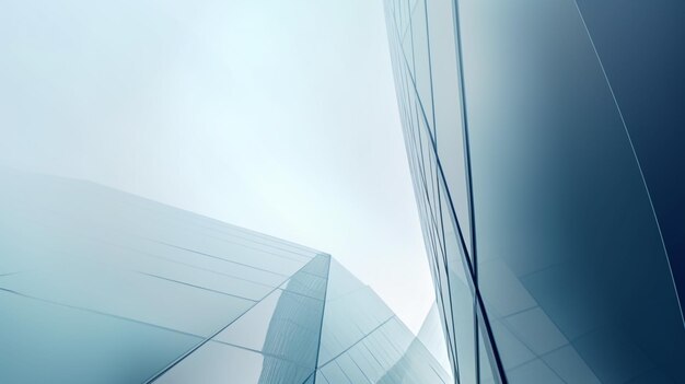 Un edificio con uno sfondo blu e un cielo bianco sullo sfondo.