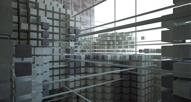 Un edificio fatto di blocchi di vetro è circondato da un edificio fatto di vetro.