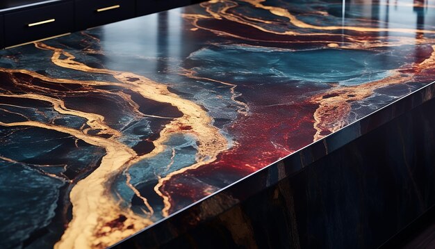 Un effetto affascinante di marmo con schemi vorticosi di colori vivaci