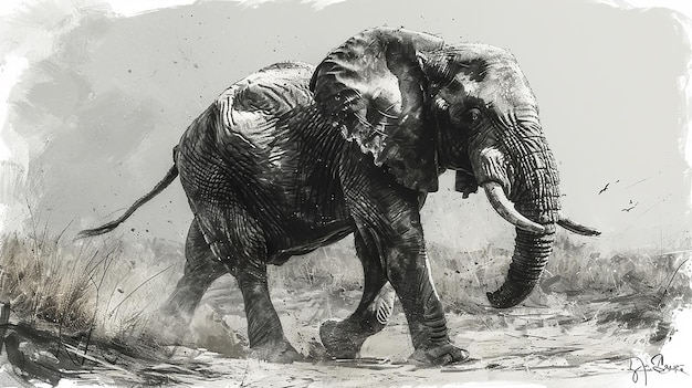 Un elefante accogliente illustrazione di un corridore in avanti