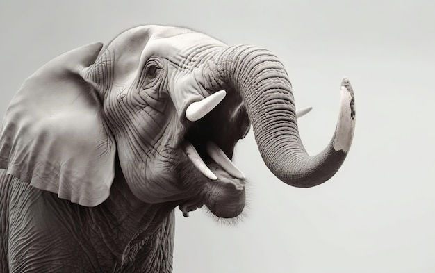 Un elefante con una proboscide su cui è scritta la parola elefante