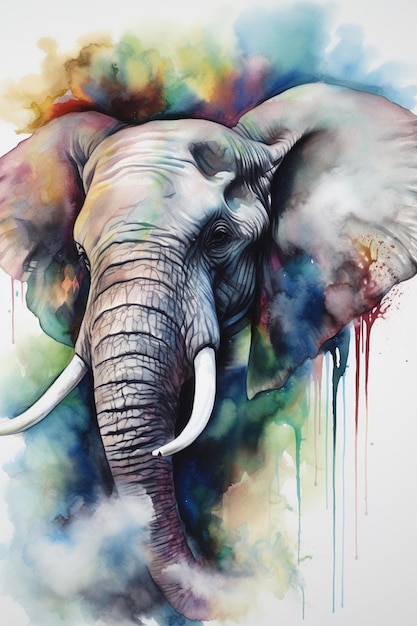 Un elefante con uno sfondo colorato