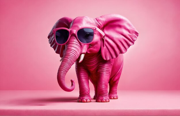 un elefante rosa che indossa occhiali da sole