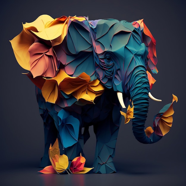 Un elefante scultura carta digitale quilling arte illustrazione digitale AI generato