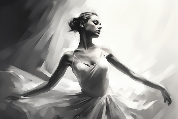 Un'elegante ballerina in bianco e nero Illustrazione generativa AI