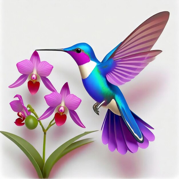 Un elegante colibrì sospeso in mezzo